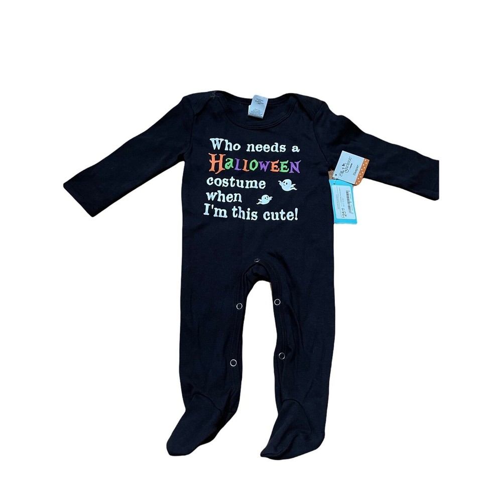 Ella Jackson Ganz Baby Halloween Sleeper Jumpsuit Bodysuit Size 3-6M Black NEW